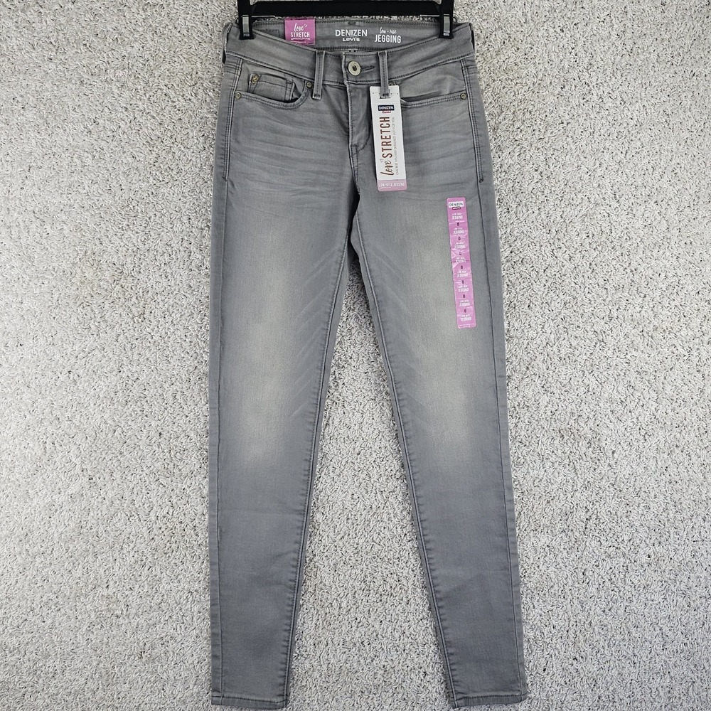 Levis Denizen NEW Low-Rise Stretch Jeggings Distressed Gray Sz Junior 0 NWT